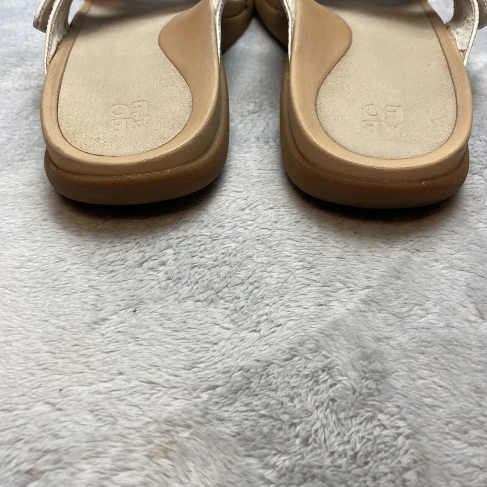 Abeo Womens Laguna‎ Leather Sandals Size 9.5 Cream Easy On Off Criss Cross Flats